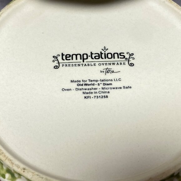 Temp-Tations Old World Green 5 inch Scalloped Edge Bowls Set Of 2 - Picture 3 of 9